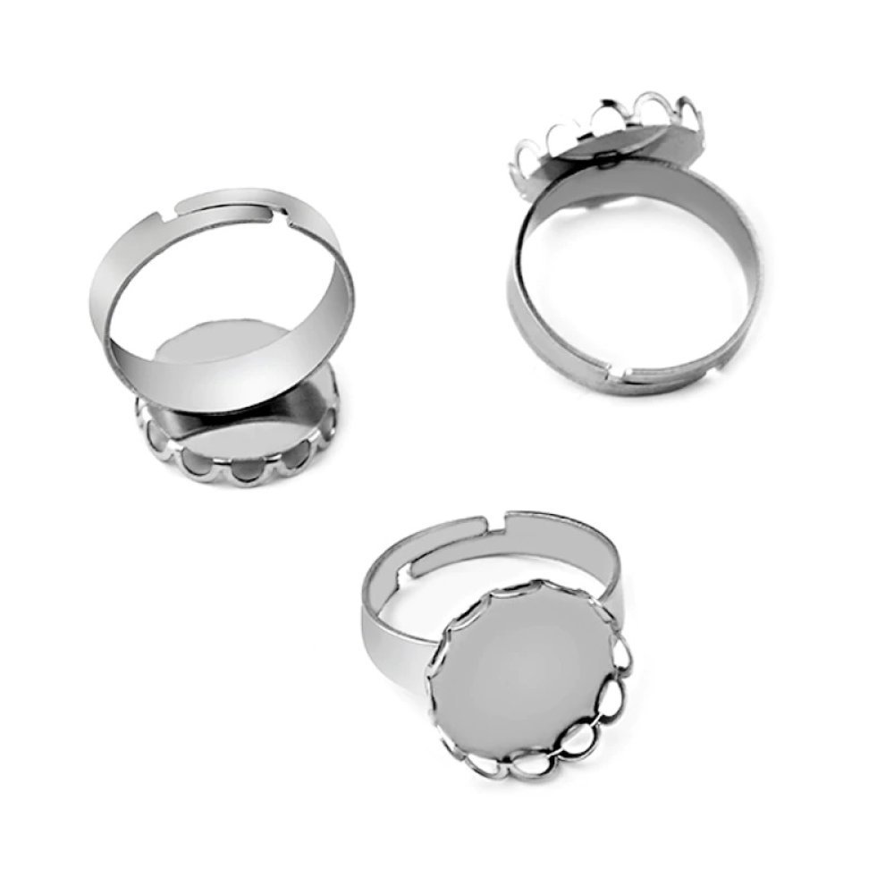 1 anel porta-cabochão 16 mm Prata N°07