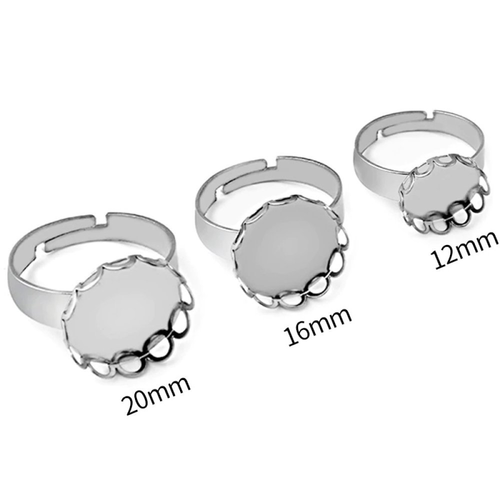 1 anel porta-cabochão 20 mm Prata N°07