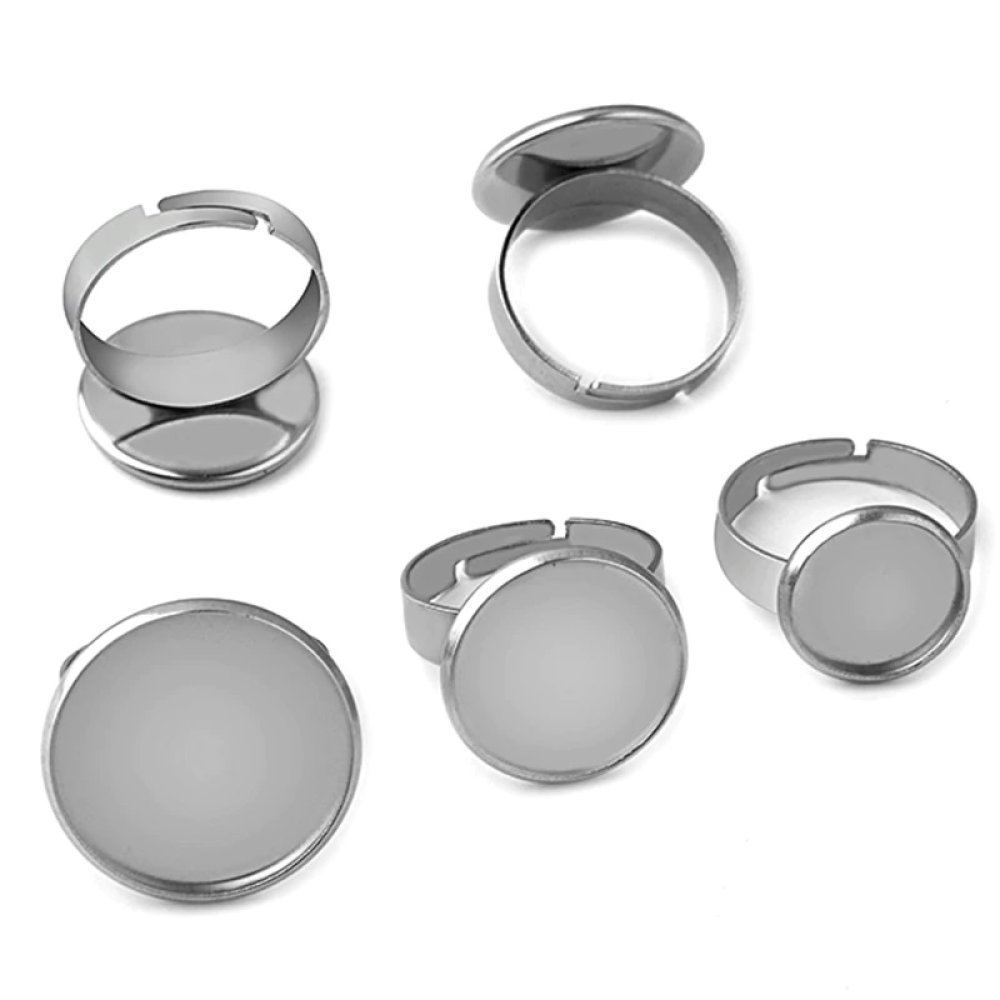 1 anel porta-cabochão 18 mm Prata N°04
