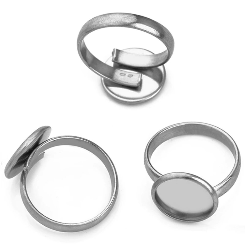 1 anel porta-cabochão 12 mm Prata N°05