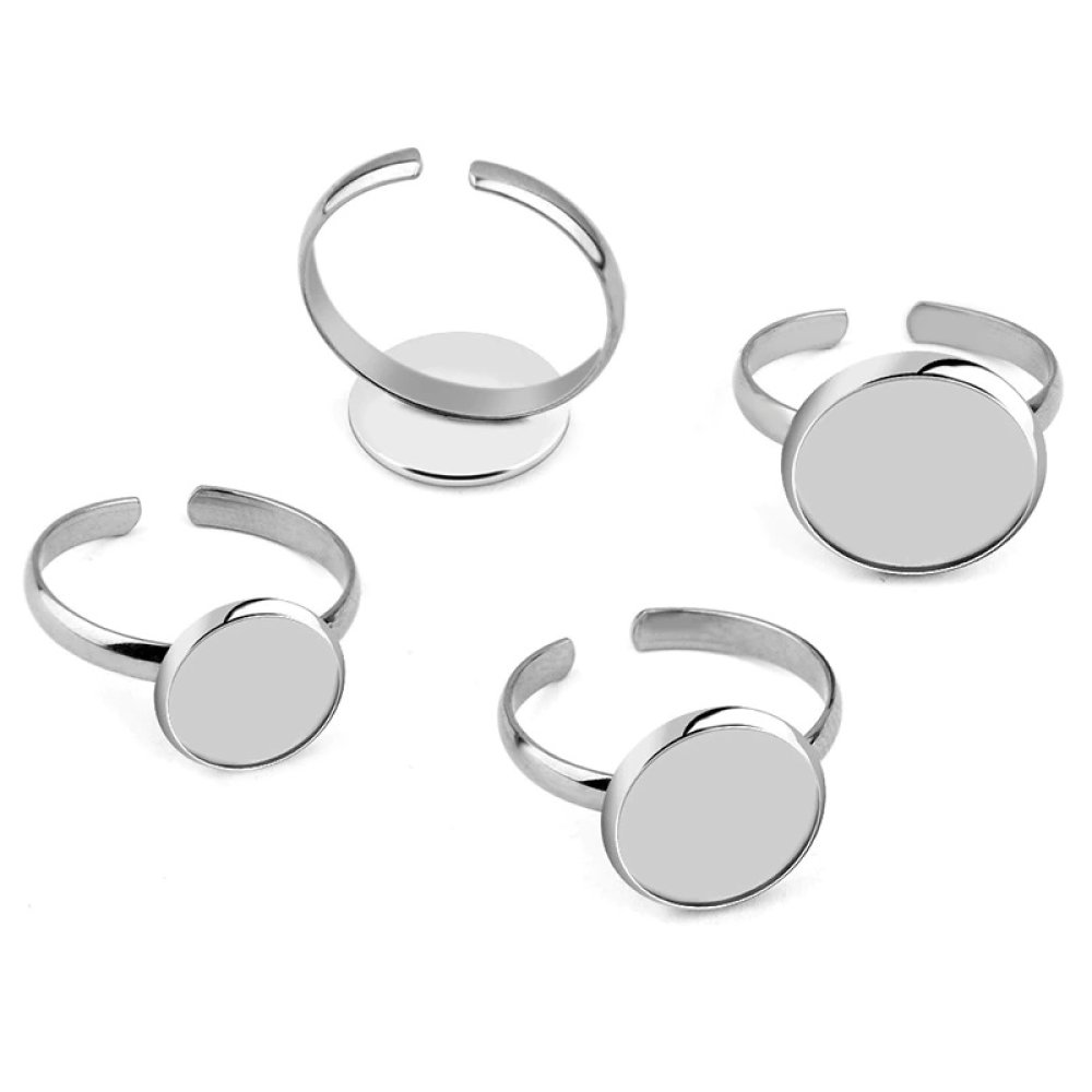 1 anel porta-cabochão 10 mm Prata N°06