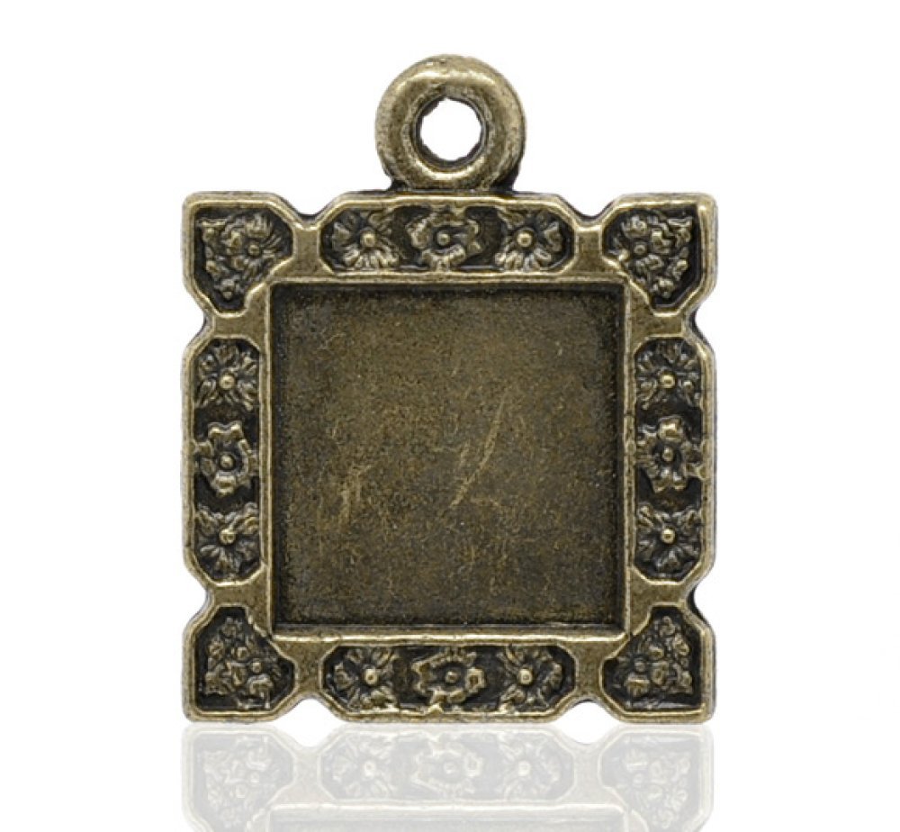 1 suporte para cabochão quadrado N°01 Bronze
