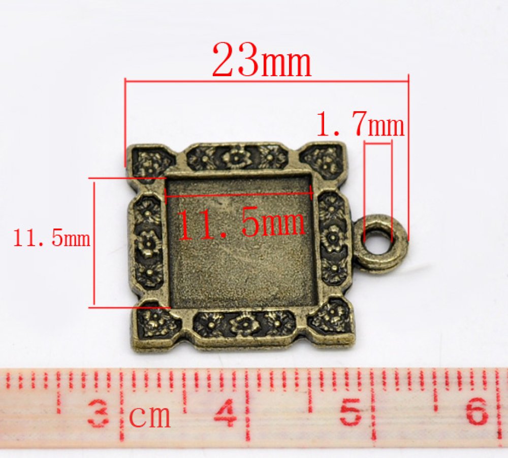 1 suporte para cabochão quadrado N°01 Bronze
