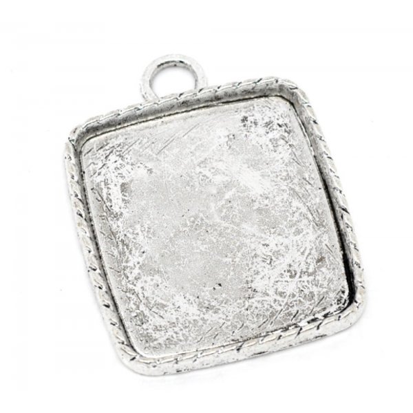 1 support cabochon carr&eacute; N&deg;02 Argent