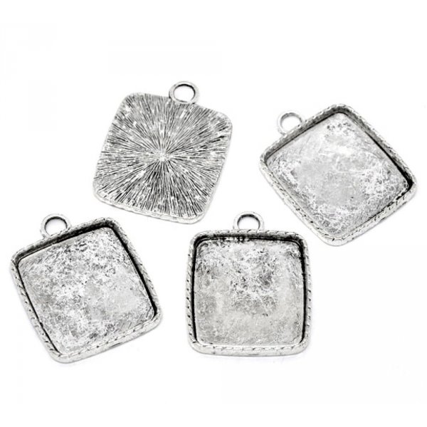 1 support cabochon carr&eacute; N&deg;02 Argent