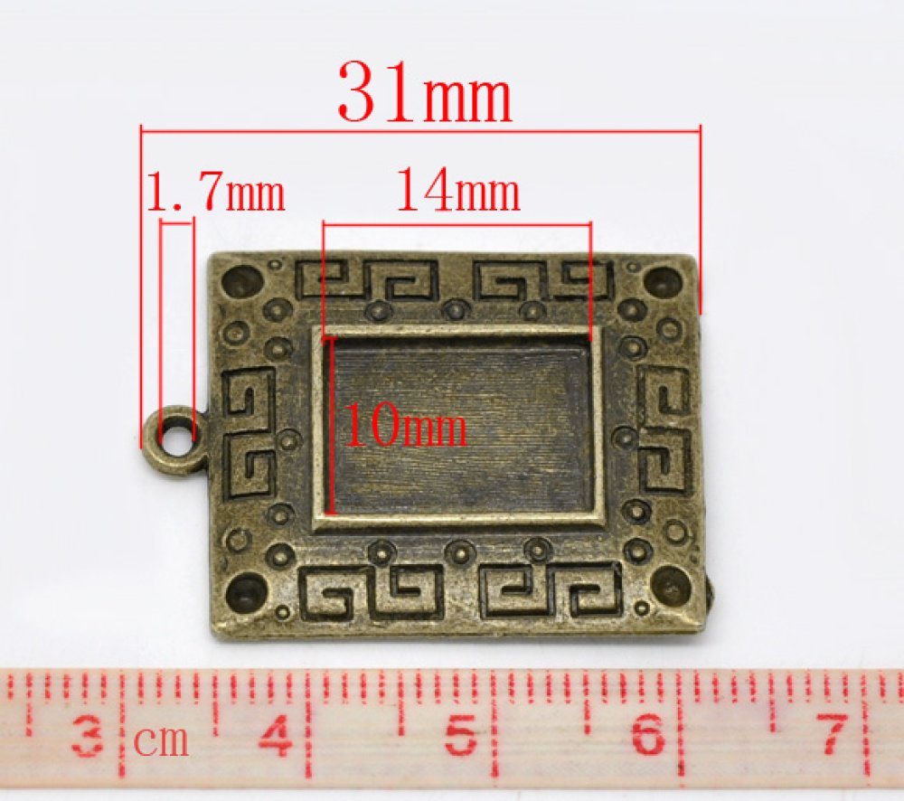 1 suporte rectangular para cabochão N°01 Bronze