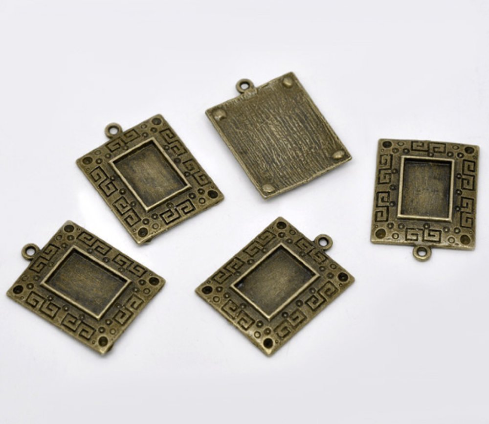 1 suporte rectangular para cabochão N°01 Bronze