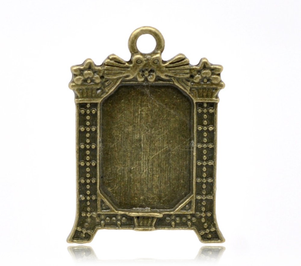 1 suporte rectangular para cabochão N°02 Bronze