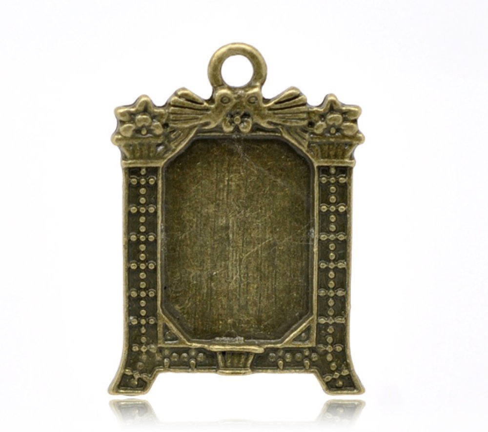 1 suporte rectangular para cabochão N°02 Bronze