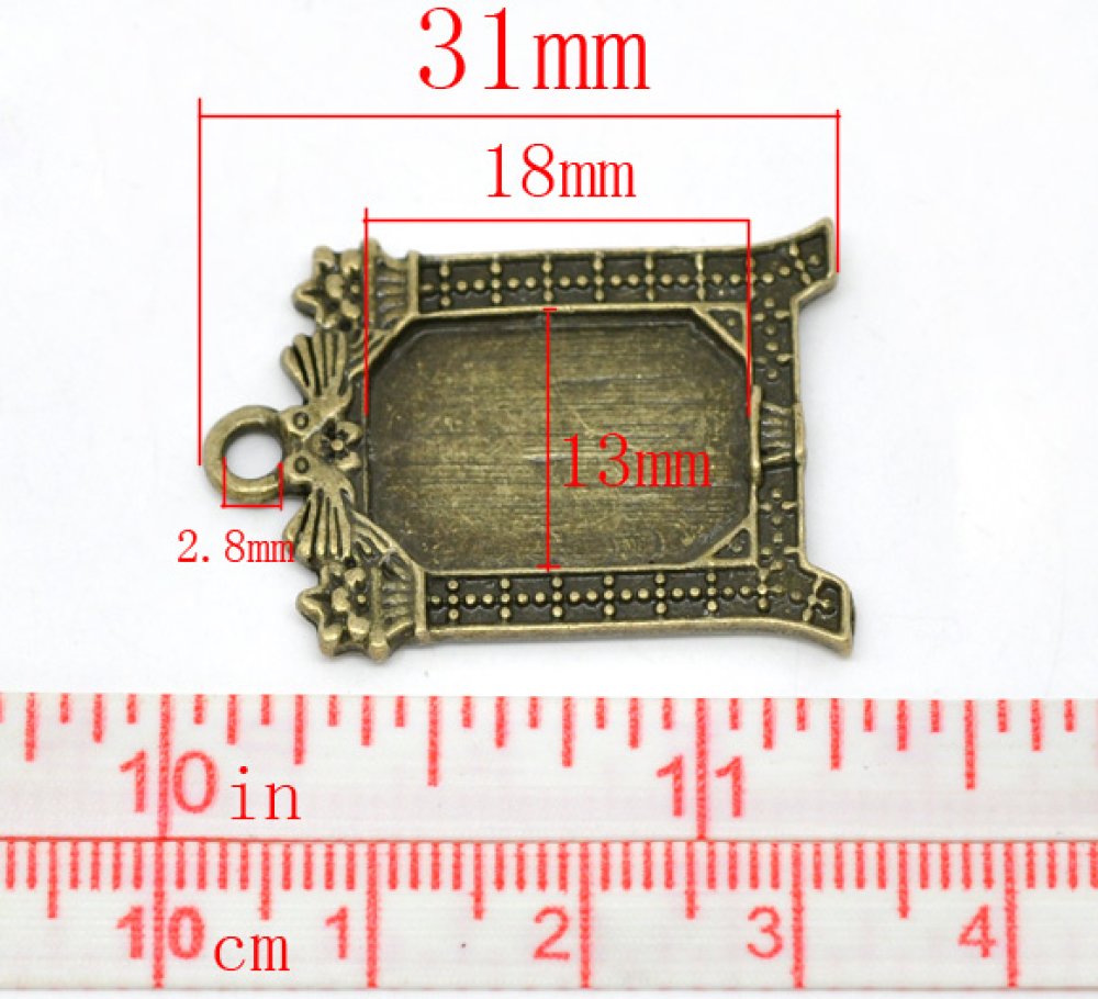 1 suporte rectangular para cabochão N°02 Bronze