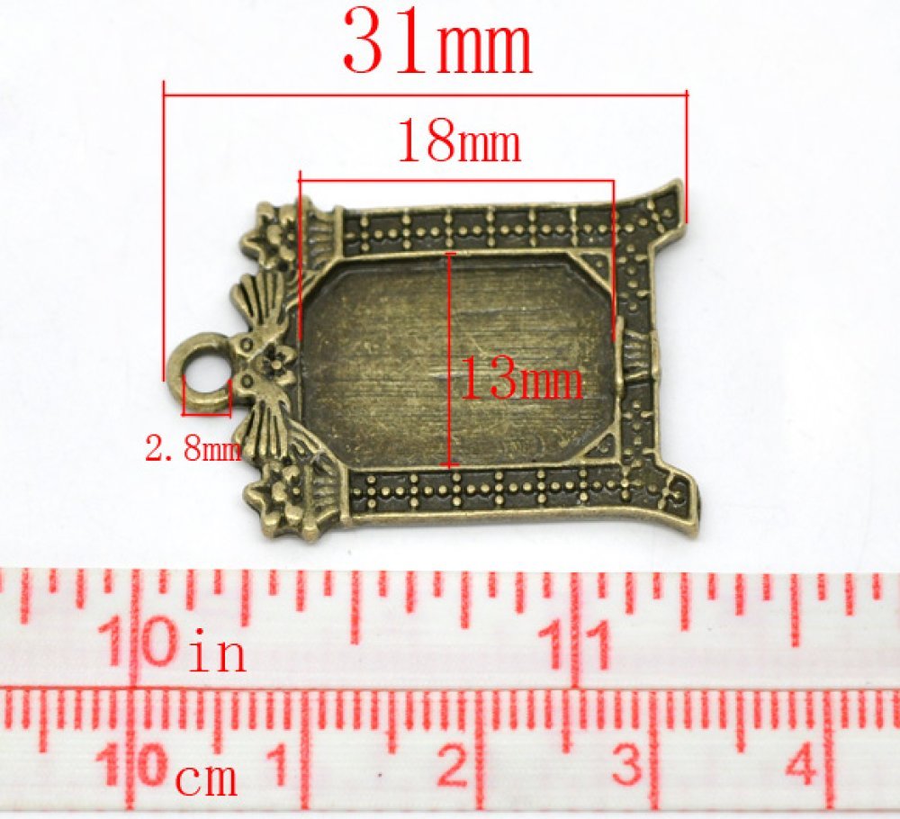 1 suporte rectangular para cabochão N°02 Bronze