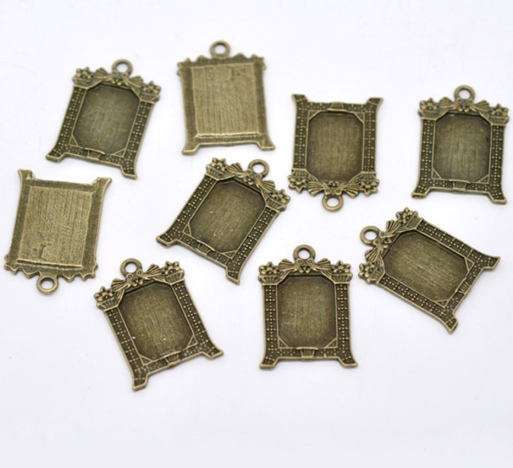 1 suporte rectangular para cabochão N°02 Bronze