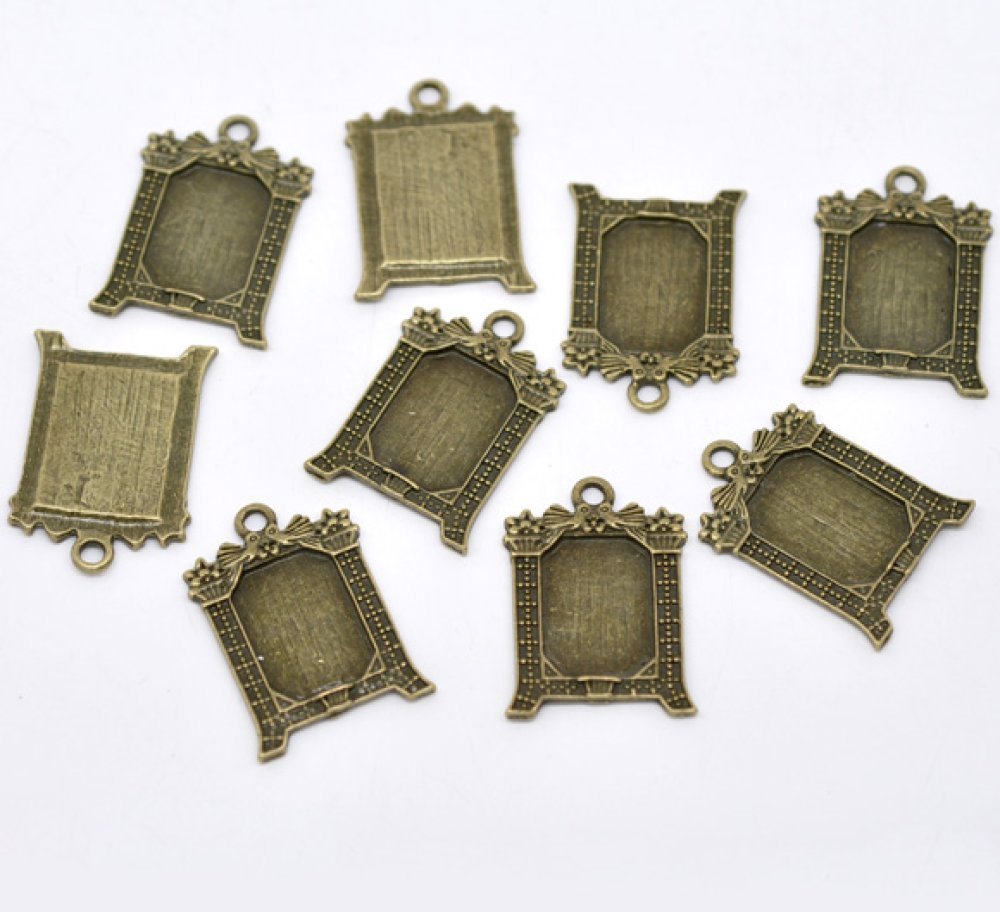 1 suporte rectangular para cabochão N°02 Bronze