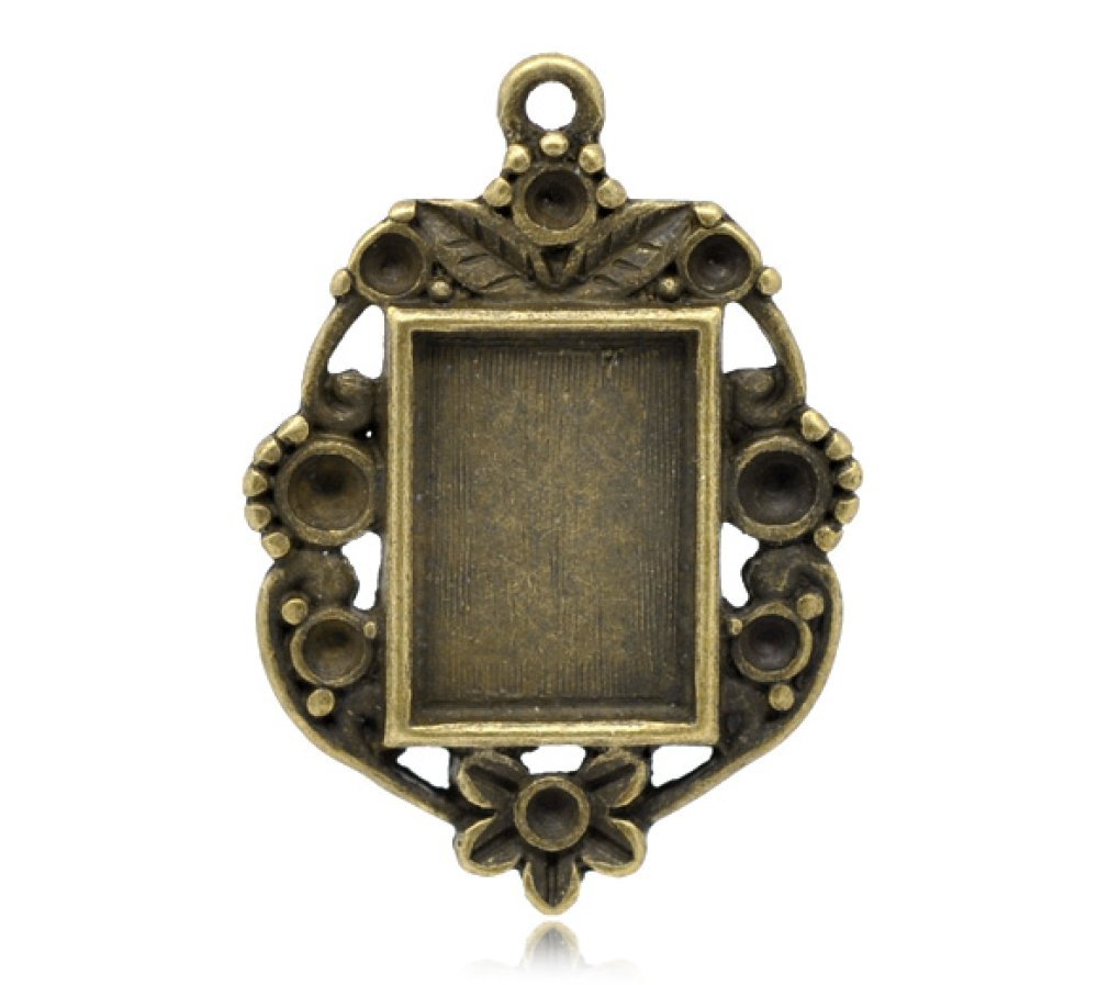 1 suporte rectangular para cabochão N°03 Bronze