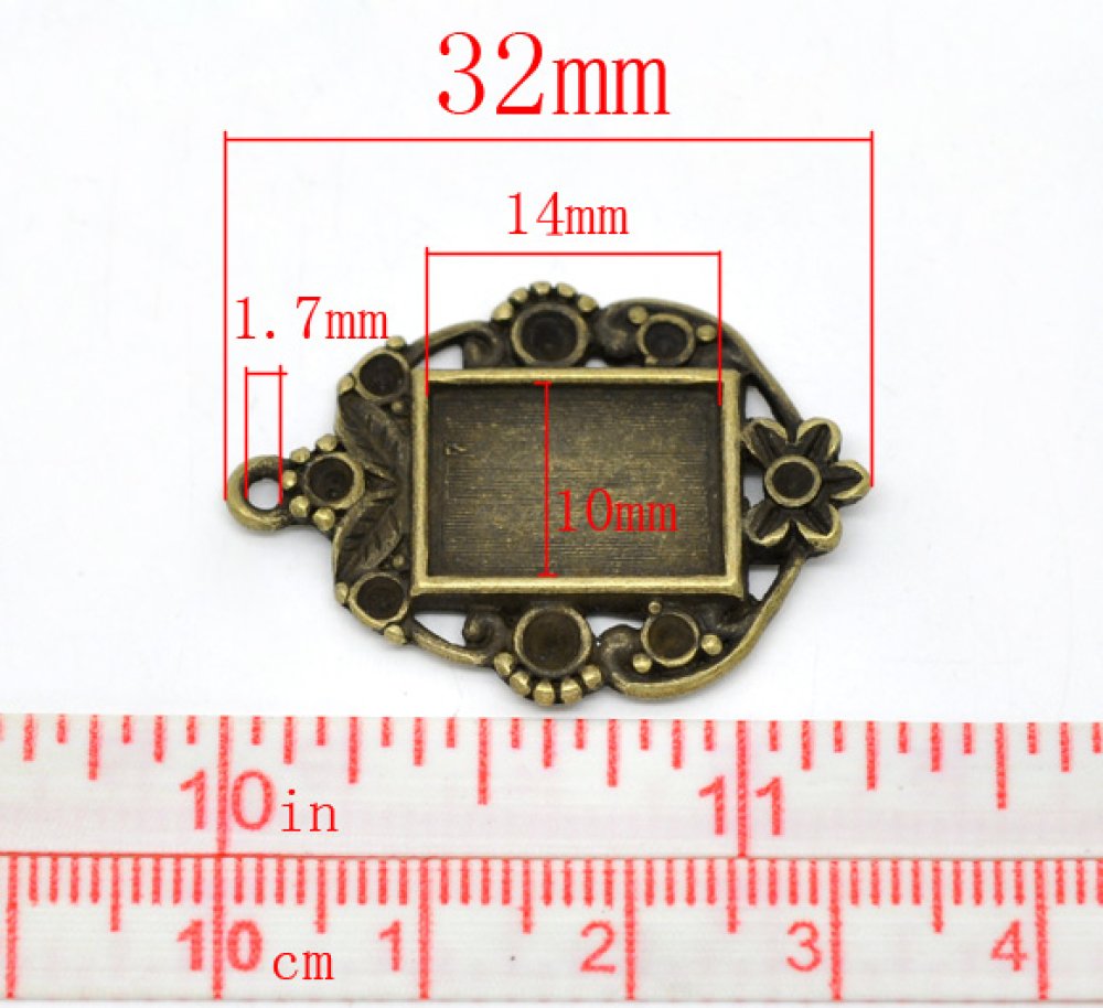 1 suporte rectangular para cabochão N°03 Bronze