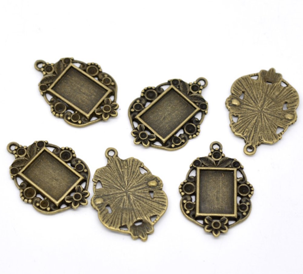 1 suporte rectangular para cabochão N°03 Bronze