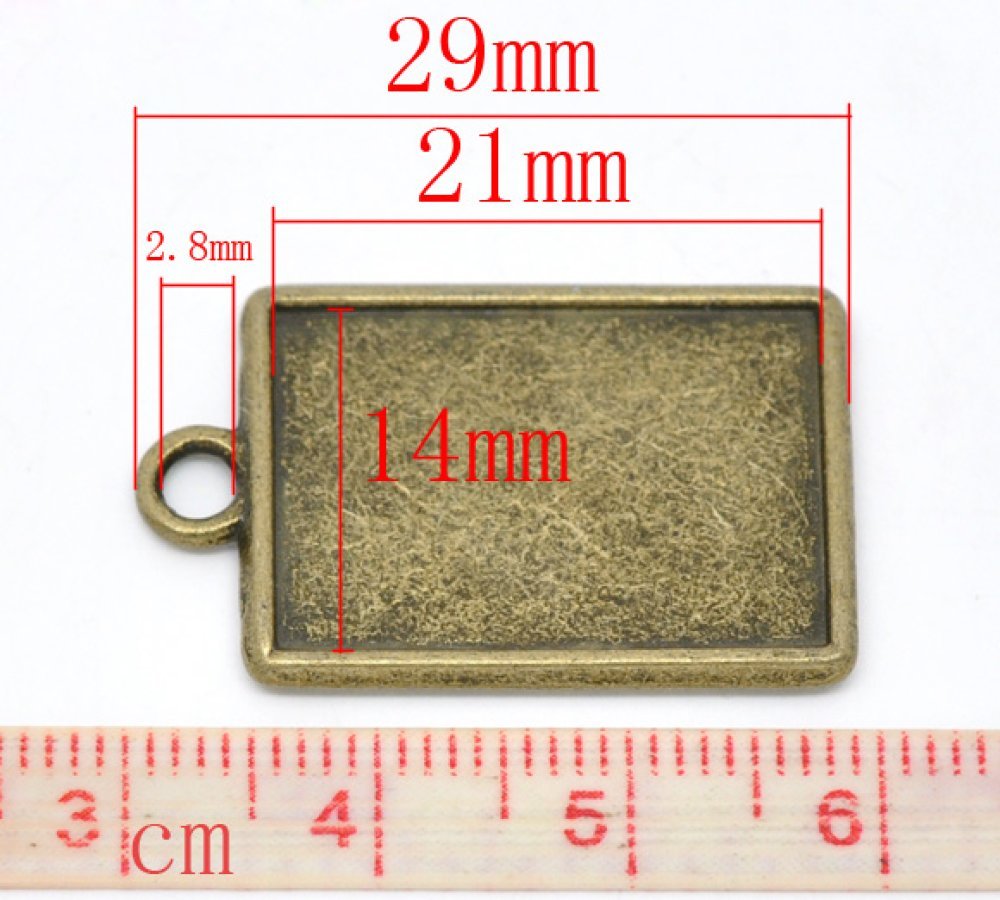 1 suporte rectangular para cabochão N°04 Bronze