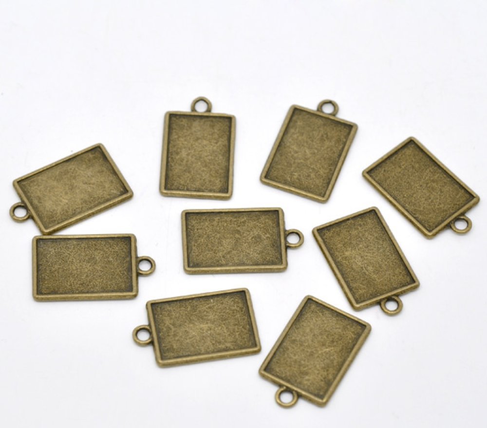 1 suporte rectangular para cabochão N°04 Bronze