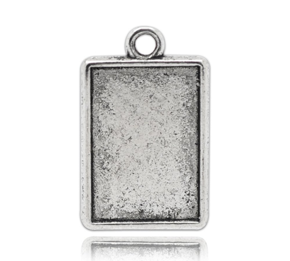 1 suporte rectangular para cabochão N°04 Prata
