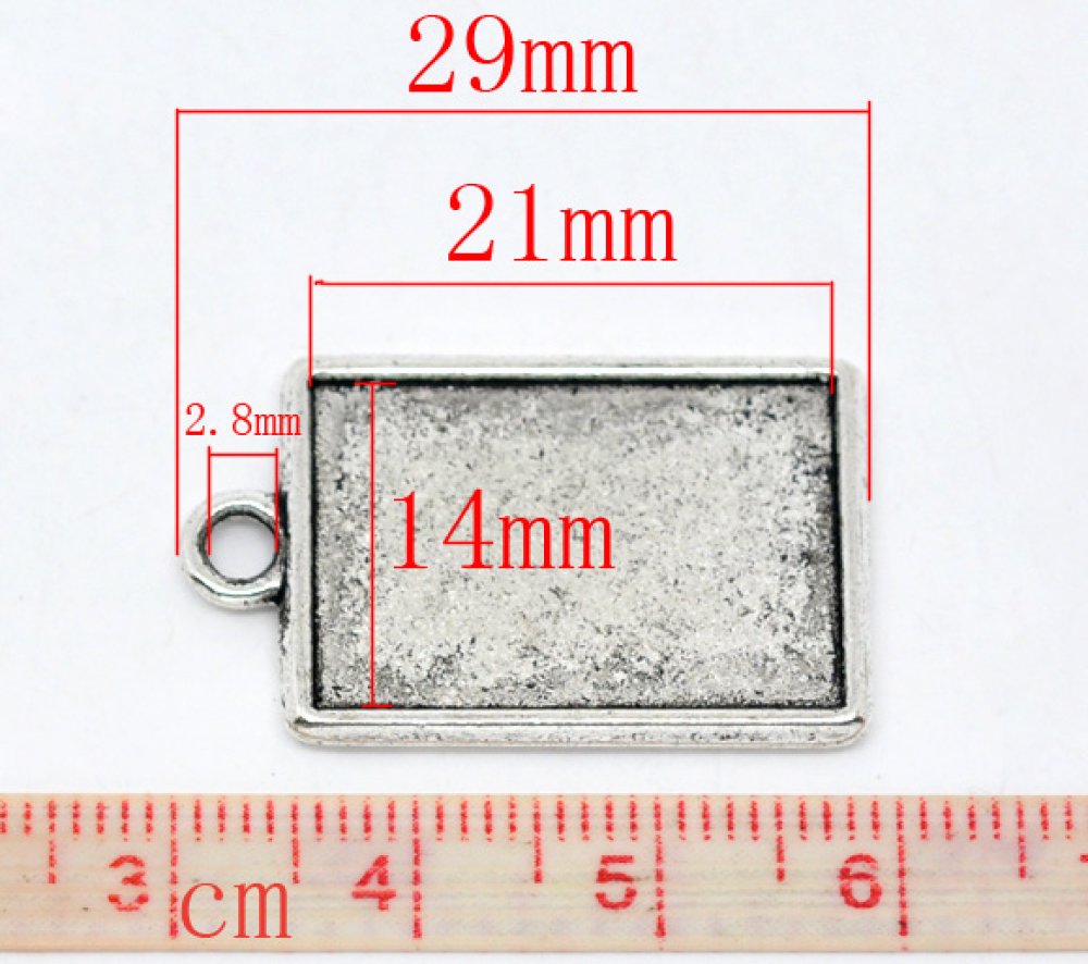 1 suporte rectangular para cabochão N°04 Prata