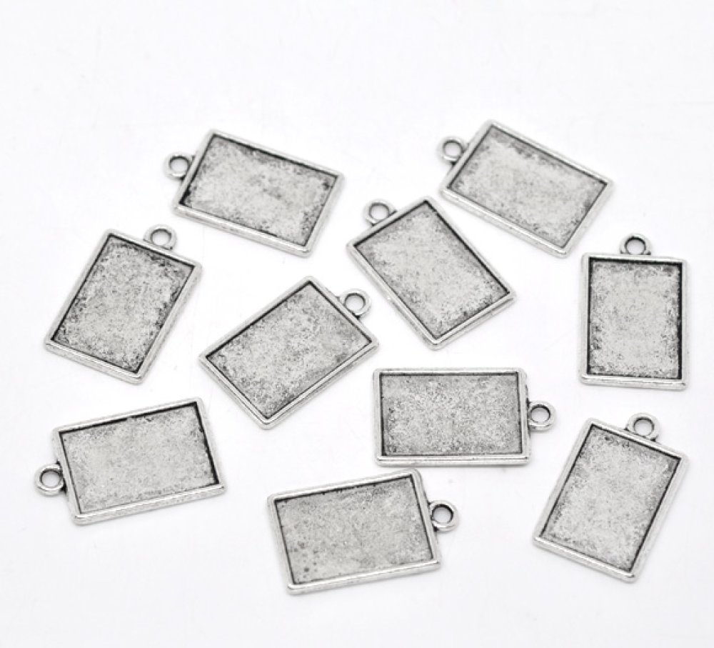 1 suporte rectangular para cabochão N°04 Prata