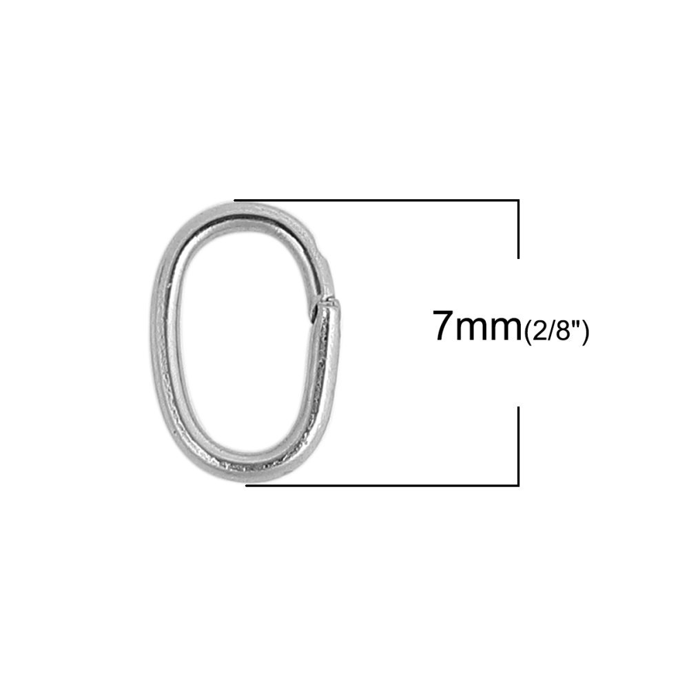 20 Anéis de junção ovais abertos 07 X 4 mm Aço inoxidável