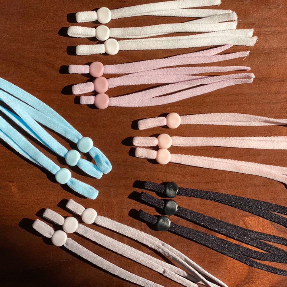 20 faixas de cordão elástico branco com fivela ajustável para máscara.