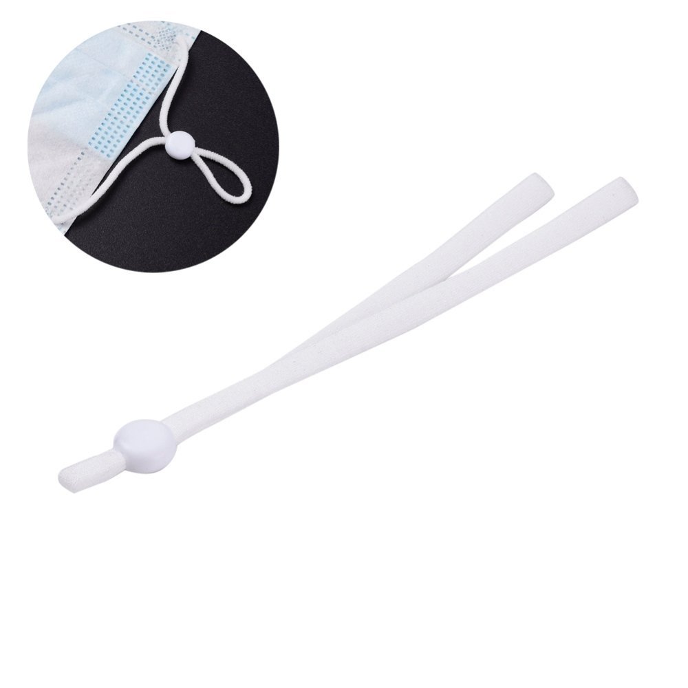 20 faixas de cordão elástico branco com fivela ajustável para máscara.