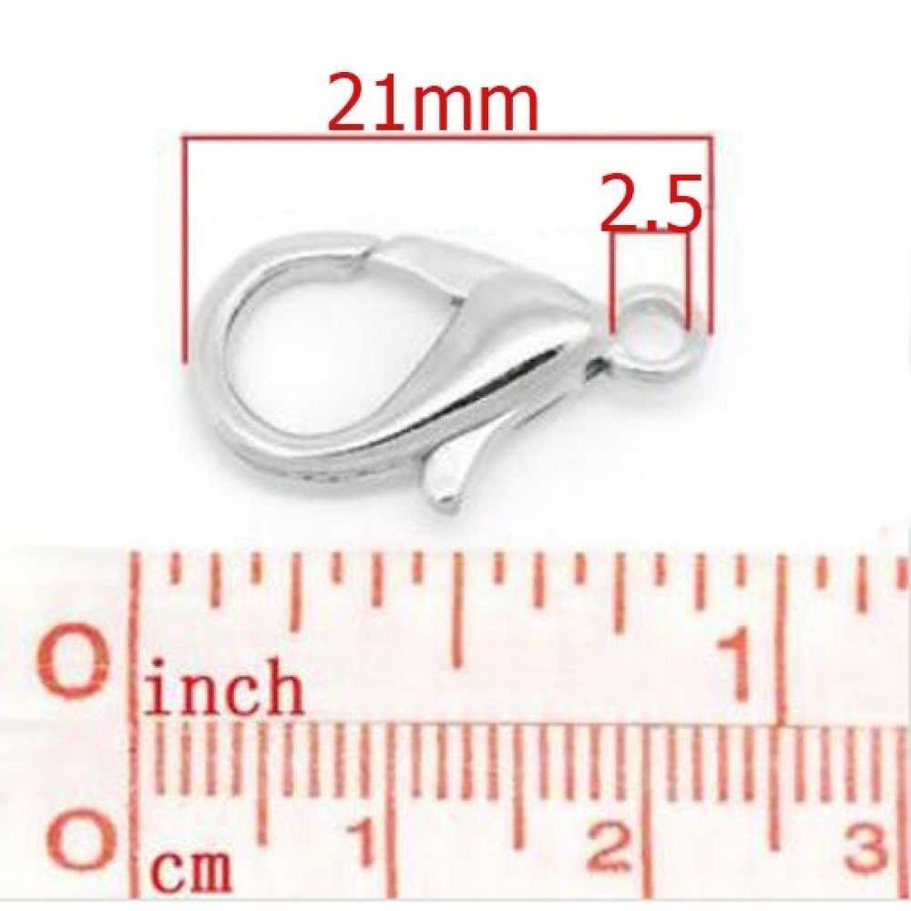 20 mosquetões de 21 x 12 mm.