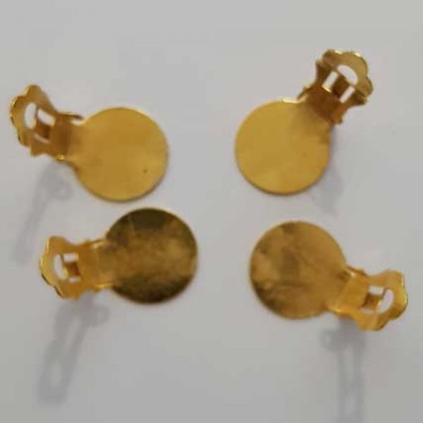 20 suportes para brincos Clips Plateau 15 mm Ouro