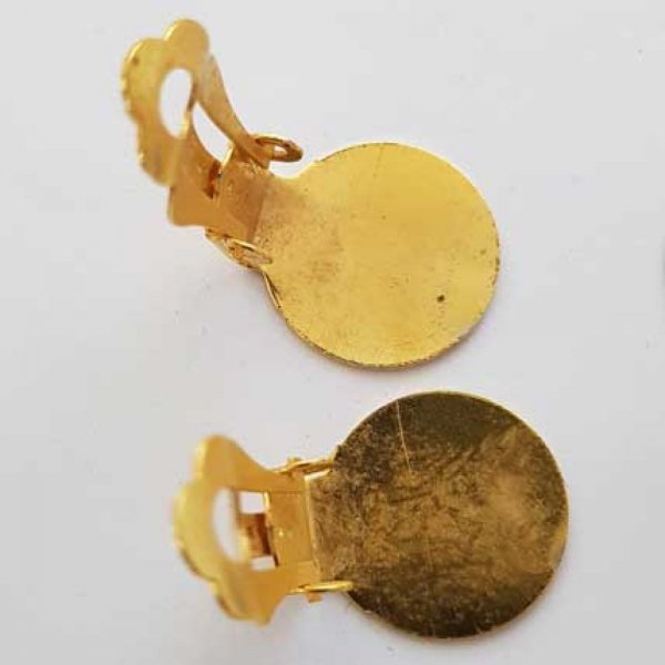 20 suportes para brincos Clips Plateau 15 mm Ouro