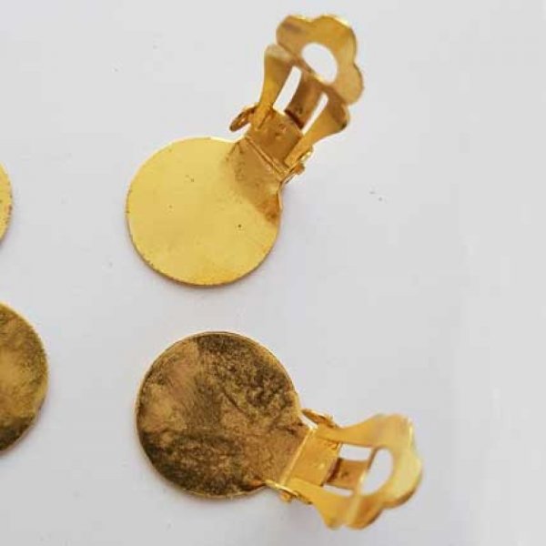20 suportes para brincos Clips Plateau 15 mm Ouro