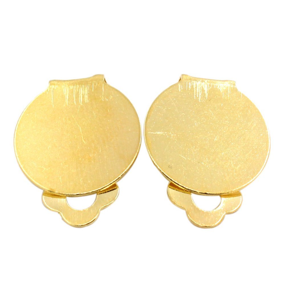20 suportes para brincos Clips Plateau 15 mm Ouro