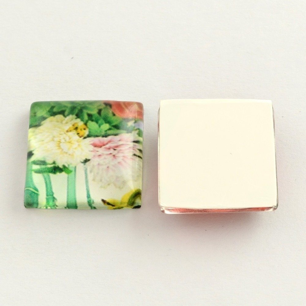 20 cabochões de vidro quadrados 20 mm sortidos Flores S-22-20-17