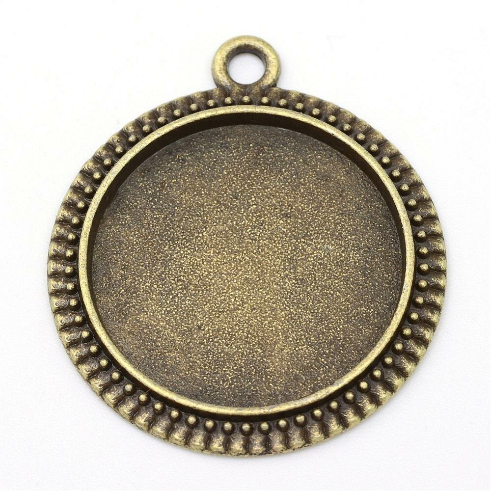 Porta-cabochões em bronze de 20 x 20 mm, pingentes de cabochão 34AB