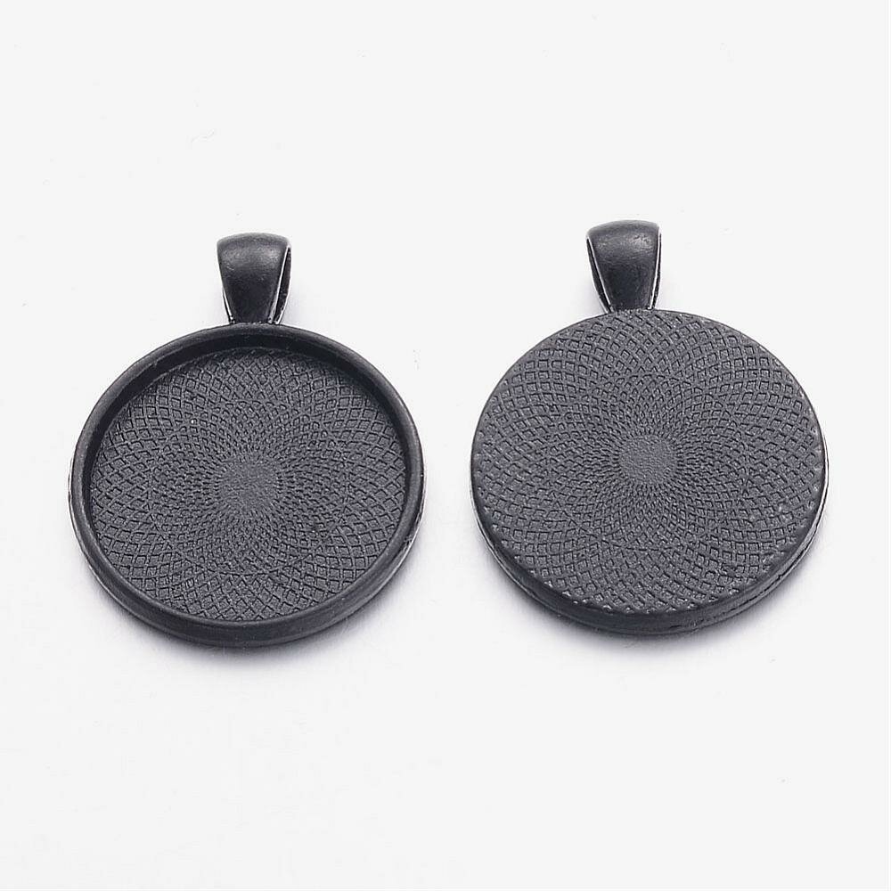 Suporte para cabochão preto de 20 x 25 mm, pingentes de cabochão 16NR