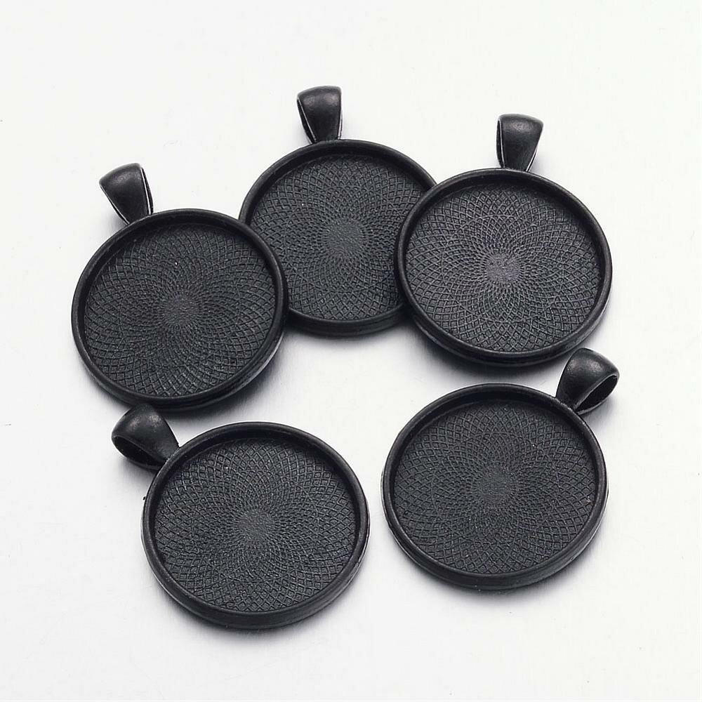 Suporte para cabochão preto de 20 x 25 mm, pingentes de cabochão 16NR