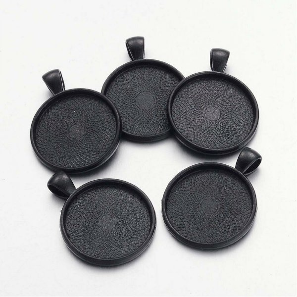 Suporte para caboch&atilde;o preto de 20 x 25 mm, pingentes de caboch&atilde;o 16NR