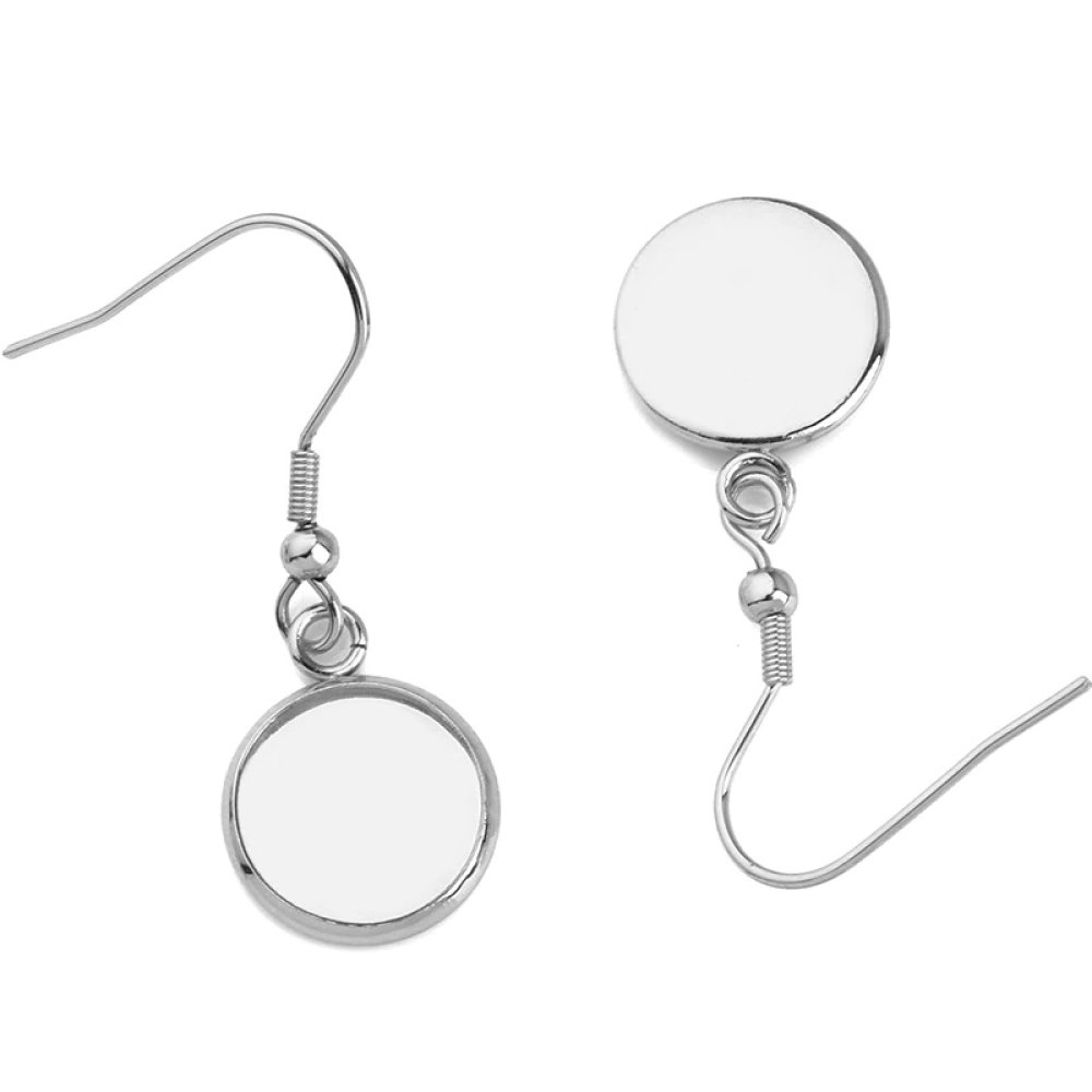 20 suportes para brincos 14 mm N°06 Prata