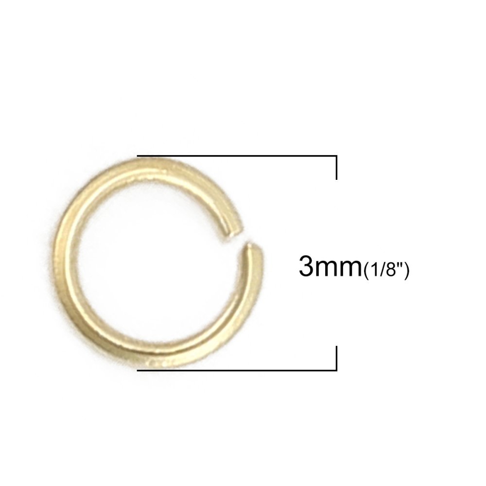2 Anéis de junção abertos 03 mm Aço inoxidável banhado a ouro