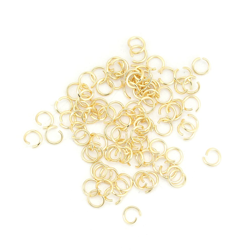 2 Anéis de junção abertos 03 mm Aço inoxidável banhado a ouro