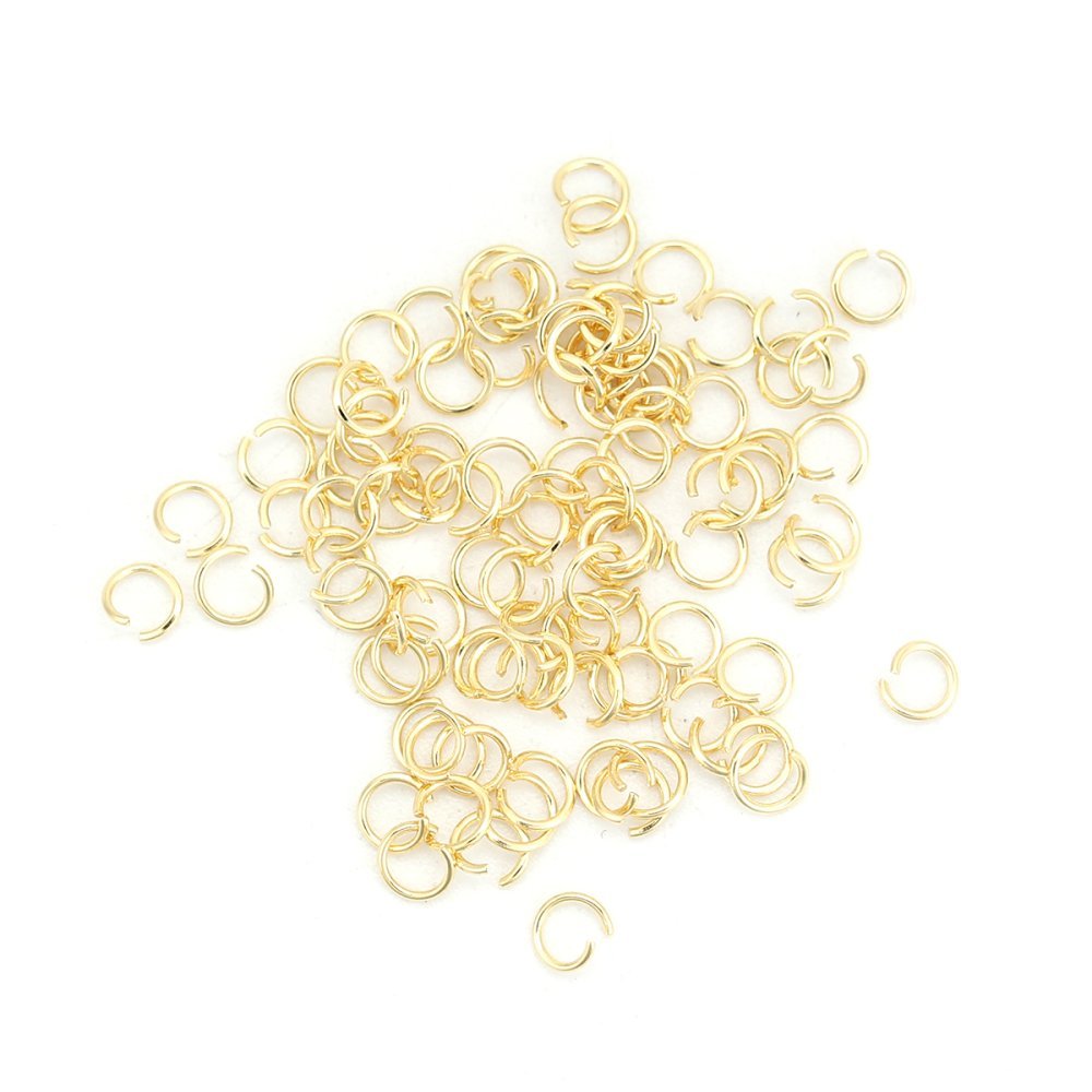 2 Anéis de junção abertos 03 mm Aço inoxidável banhado a ouro