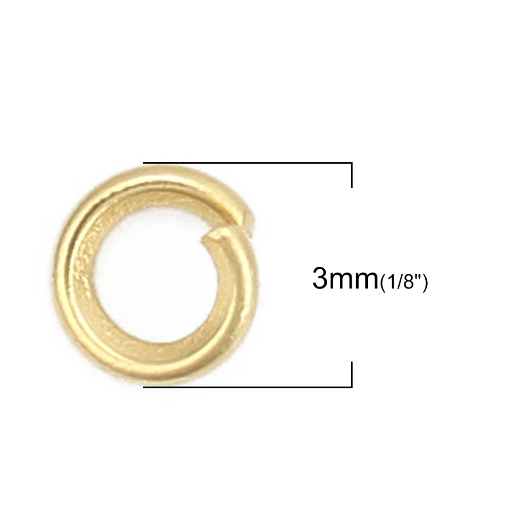 2 Anéis de junção abertos 03 mm Aço inoxidável banhado a ouro n.º 02