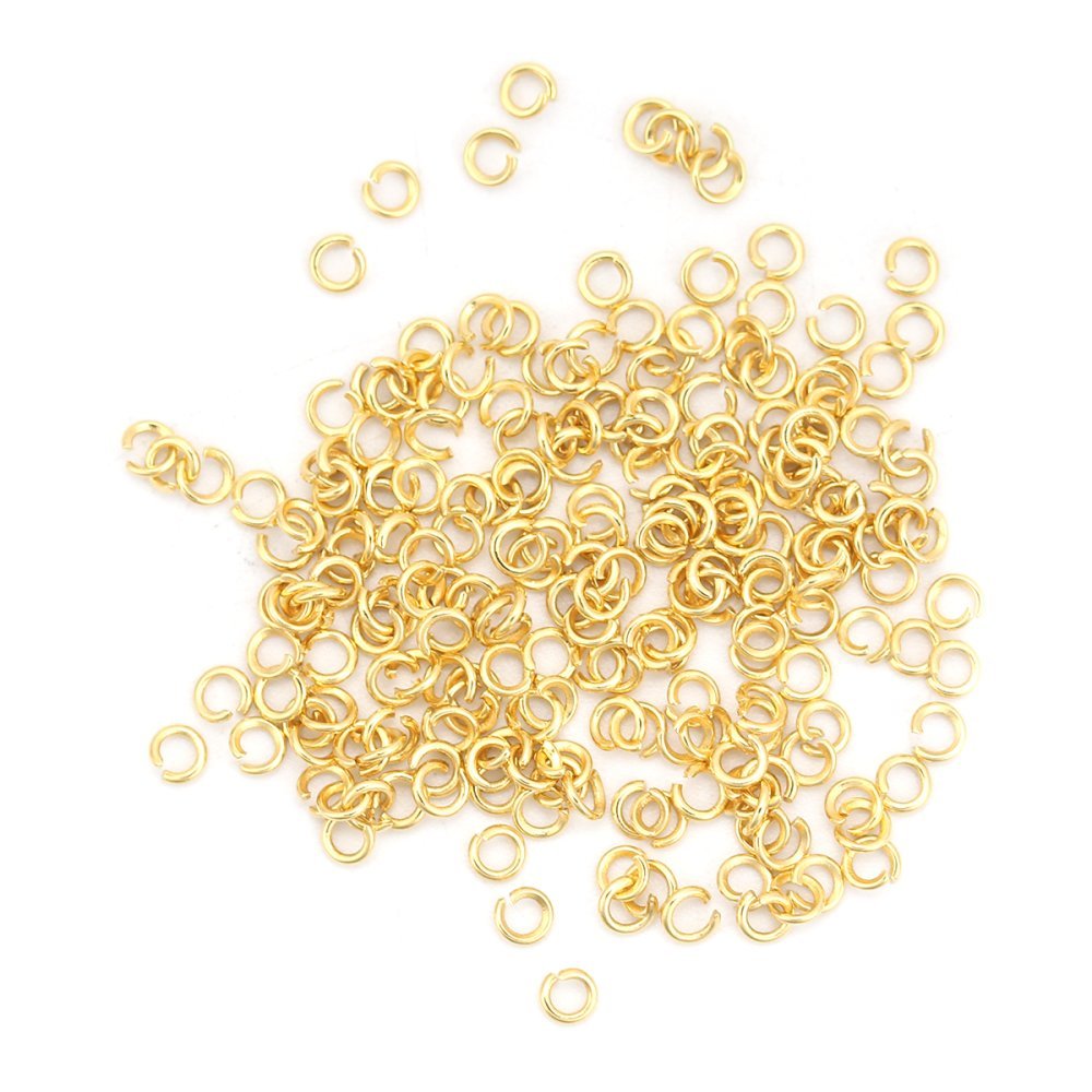 2 Anéis de junção abertos 03 mm Aço inoxidável banhado a ouro n.º 02