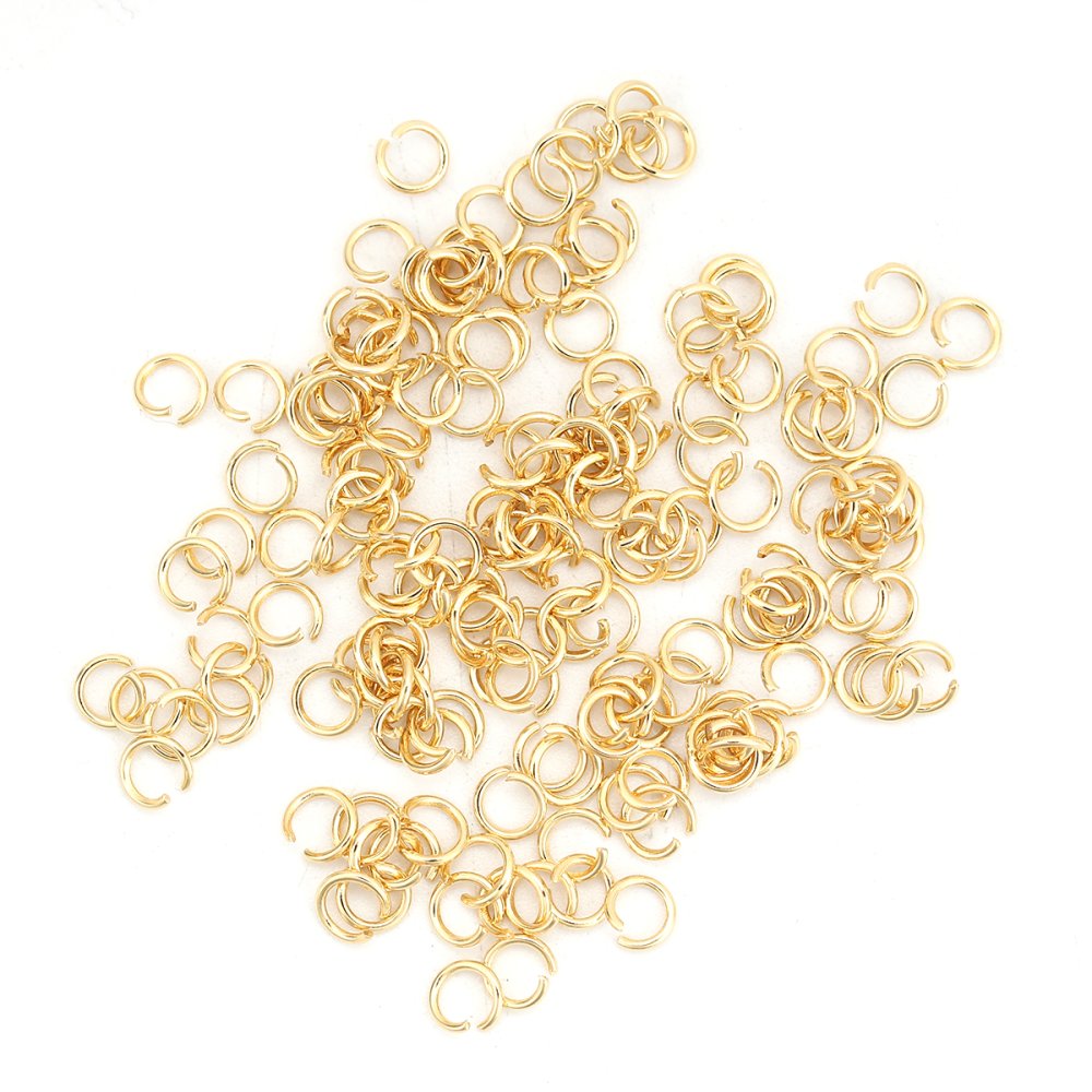 2 Anéis de junção abertos 04 mm Aço inoxidável banhado a ouro