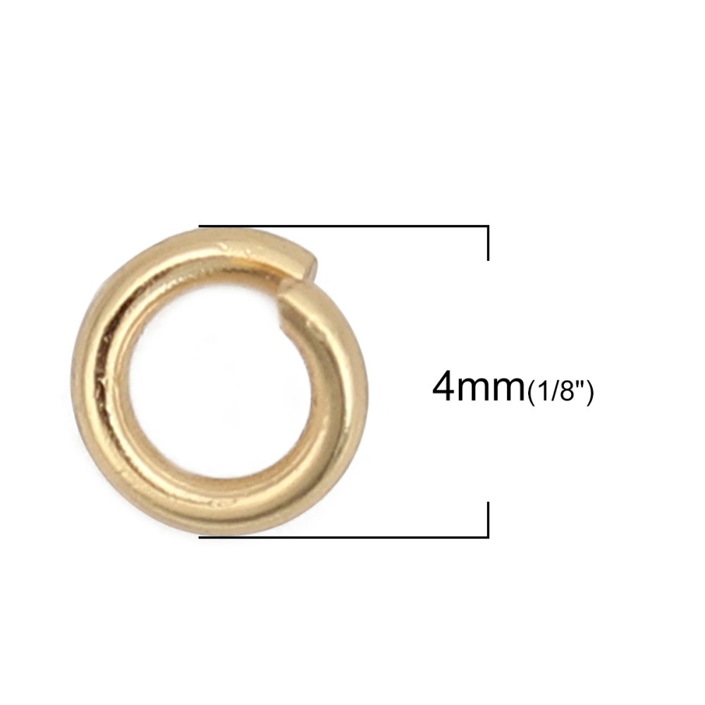 2 Anéis de junção abertos 04 mm Aço inoxidável banhado a ouro N.º 03