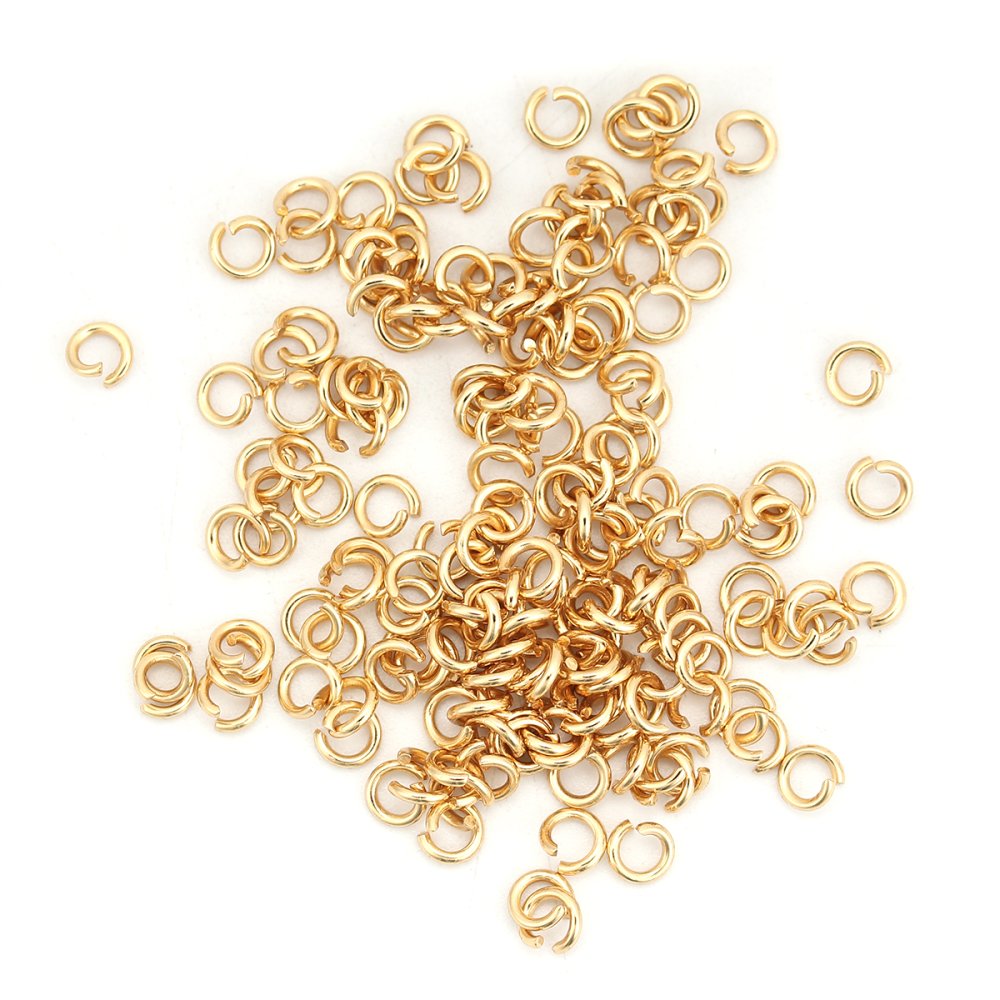 2 Anéis de junção abertos 04 mm Aço inoxidável banhado a ouro N.º 03