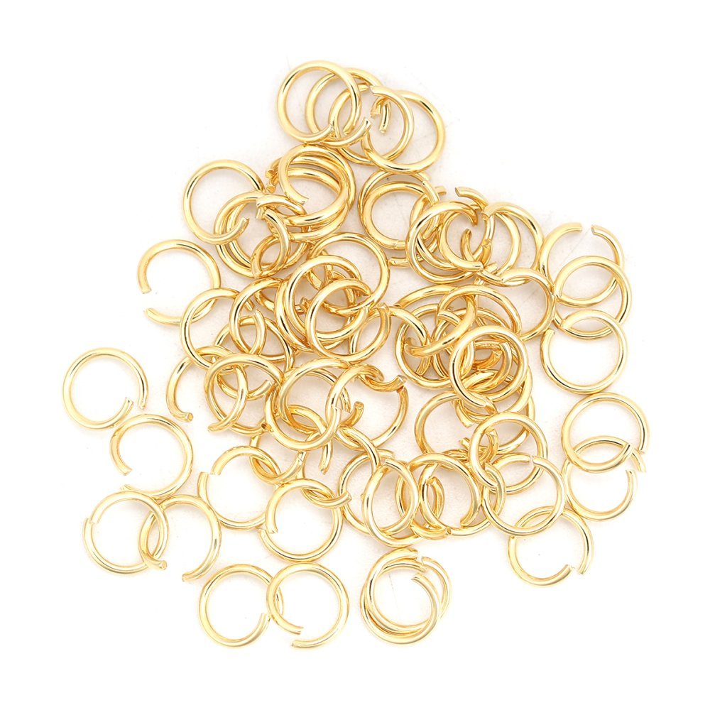 2 Anéis de junção abertos 06 mm Aço inoxidável banhado a ouro