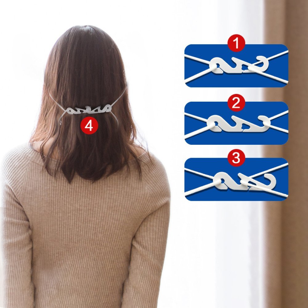 2 tiras elásticas Protector auricular ajustável, resistente à dor de ouvido Branco