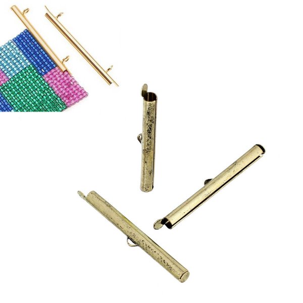 2 fechos para tubos de cobre cor bronze antigo 30x6mm-71739 